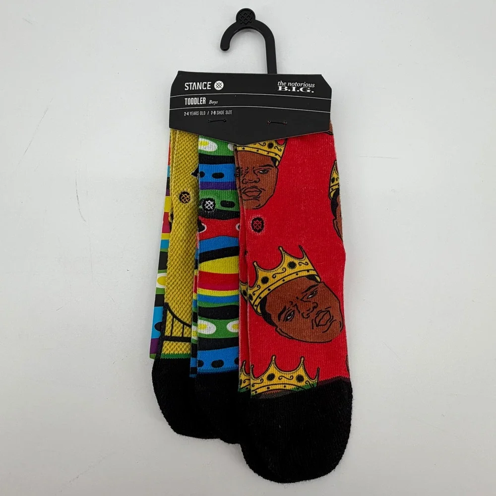 Stance Toddler Notorious BIG Crew Socks 3 Pk Biggie Smalls Hip Hop NWT 2-4Y 7-9